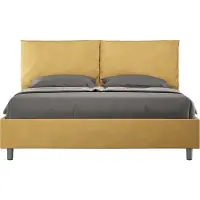 Ityhome - Lit coffre rembourré 160x200 microfibre ocre Antea