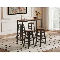 Inna Table de cuisine étroite pour 4 personnes et ensemble tabourets-chaises