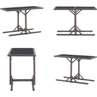 vidaXL Table de jardin brune 110×53×72 cm verre et poly rotin - Table de jardin - Table d'extérieur - Tables d'extérieur