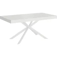 Ityhome - Table extensible 160/420X90 cm Plaker effet bois, frêne blanc pieds blancs