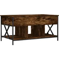 Syfax Table basse chêne fumé 100x55x50 cm bois d'ingénierie et métal