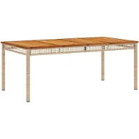 Syfax Table de jardin beige 180x90x75 cm résine tressée et acacia