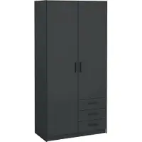 Dmora Sultani - Armoire 2 Portes, 99x200h cm Gris, 4 Étagères