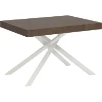 Ityhome - Table extensible 130/234x90 cm Karida noyer pieds blancs