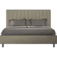 Ityhome - Lit double coffre rembourré 140x210 similicuir cappuccino Agueda