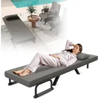 XMTECH Fauteuil-lit 3 en 1 Dossier inclinable pour un confort maximal Cadre métallique robuste Housse en lin élégante, Gris foncé