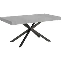 Ityhome - Table extensible 160/264x90 cm Plaker effet gris béton pieds anthracite