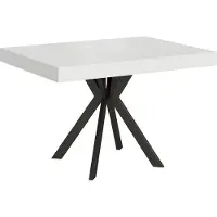 Ityhome - Table extensible 120/204x80 cm Dolcezza effet bois, frêne blanc pieds anthracite