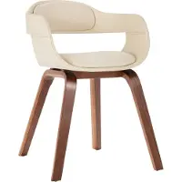 Syfax Chaise de salle à manger Blanc Bois courbé et similicuir