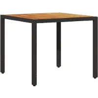 Syfax Table de jardin et dessus en bois d'acacia noir résine tressée