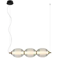 ITALUX Lampe suspendue décorative pour salle à manger au-dessus de la table noir et blanc abat-jour en verre rayé décoratif couleur chaude LED 22W RINOT