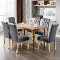 Flieks Chaises de salle à manger, Lot de 4, Chaise de cuisine avec pieds en bois massif, Chaise de salon rembourrée avec dossiers, Chaise de salle à manger cuisine salon, Gris
