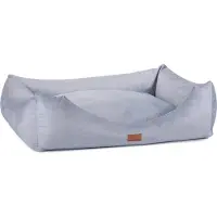 Adgo Lit pour chien Oaza Velvet avec rebord, lit pour animaux, lit, lit au sol, coussin pour chien, canapé pour chien, lit pour chat, panier pour chien, canapé pour chien, L (80 x 60, bleu clair)