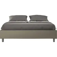 Ityhome - Cadre de lit double coffre rembourré 140x200 similicuir cappuccino Azelia