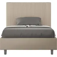 Ityhome - Lit 1 place et demi coffre rembourré 120x190 similicuir taupe Goya