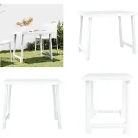 vidaXL Table de camping blanche 79x56x64 cm PP aspect bois - Table de camping - Tables de camping - Table basse - Table de jardin