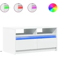 Syfax Table basse avec lumières LED blanc bois d'ingénierie