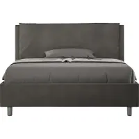 Ityhome - coffre rembourré 140x200 microfibre gris Antea Large
