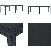 vidaXL Table de jardin Anthracite 220 x 90 x 72 cm plastique aspect rotin - Table de jardin - Tables de jardin - Table d'extérieur - Outdoor Tische