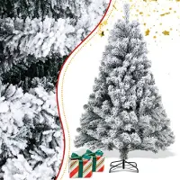 Jayseuw 150cm Sapin de Noël artificiel avec neige incl. 550 pointes aiguilles PVC, support métal, sapin, arbre de Noël