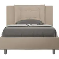 Ityhome - Lit 1 place et demi coffre rembourré 120x200 similicuir taupe Annalisa