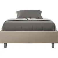 Ityhome - Cadre de lit 1 place et demi coffre rembourré 120x200 similicuir taupe Azelia