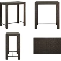 vidaXL Table de bar de jardin marron 100x60,5x110,5 cm Poly rotin - Table de bar - Tables de jardin - Tables de jardin