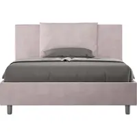 Ityhome - Lit double coffre rembourré 140x200 microfibre lilas Antea