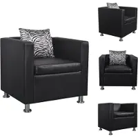 vidaXL Fauteuil Noir Simili Cuir - Fauteuil