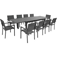 Happy Garden Salon de jardin extensible 10 places de 180/300cm en textilène gris - aluminium anthracite VENEZIA