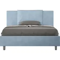 Ityhome - Lit double coffre rembourré 140x200 microfibre bleu clair Antea
