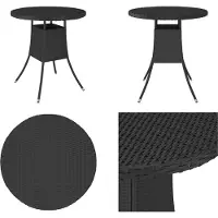 vidaXL Table de jardin noire 70x70x73 cm en polyrotin - Table de jardin - Tables de jardin - Table - Tables