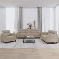 Prolenta Maison Exclusive - Ensemble de canapés 3 pièces avec coussins, tissu microfibre taupe