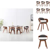 vidaXL Chaises de salle à manger 6 pcs. Gris foncé Tissu et bois courbé - Chaises de salle à manger