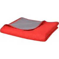 Syfax Couvre-lit matelassé double-face Rouge et gris 220x240 cm