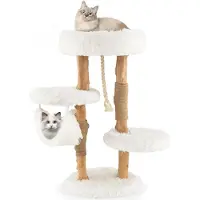 StarTech.com Arbre à chat - Arbre à grimper - 4 niveaux - Hamac - Plateforme et couchage - Colonnes à griffer en jute - Bois - 41 x 41 x 87 cm