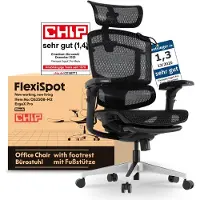 FlexiSpot ErgoX Pro Chaise de bureau ergonomique avec repose-pieds réglable en hauteur sur 12 positions 7D Accoudoirs 5D Soutien lombaire 4D Appui-tête 250kg Assise résille noire