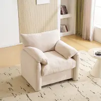 MODFU Fauteuil - Confort Haut de Gamme 1 Place Tissu Chenille Beige