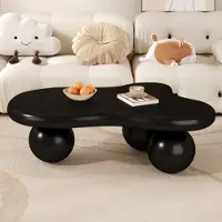 Merax Table basse en forme de nuage 95x62,5x32cm, table LED avec 16 couleurs et coins arrondis, table décorative pour le salon, plateau de table noir+pieds noirs