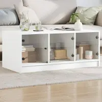 Prolenta Maison Exclusive - Table basse avec portes vitrées Blanc 102x50x42 cm