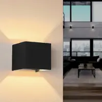 Silamp Applique Murale Noire Design LED 6W IP54 Carré - Blanc Neutre 4000K - 5500K
