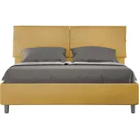 Ityhome - Lit coffre rembourré 160x210 microfibre ocre Sleeper