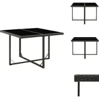 vidaXL Table de jardin noire 109x107x74 cm Poly rotin et verre - Tables de jardin