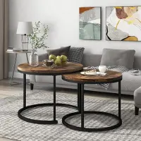 Kein Hersteller Table basse, lot de 2, rondes, empilables, table d'appoint, salon
