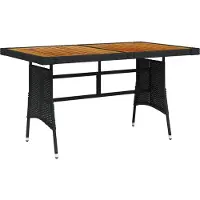 Syfax Table de jardin Noir 130x70x72 cm Résine tressée et acacia