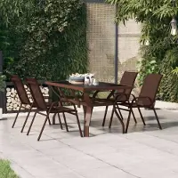 Prolenta Maison Exclusive - Table de jardin marron et noire 140 x 70 x 70 cm, acier et verre