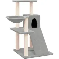 Syfax Arbre à chat avec griffoirs en sisal Gris clair 82 cm