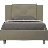 Ityhome - Lit 1 place et demi coffre rembourré 120x200 similicuir cappuccino Appia