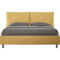 Ityhome - Lit coffre rembourré 160x200 microfibre ocre Appia