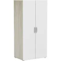 Dmora Barge - Armoire 2 Portes, 79x166h cm Brun Chêne, Porte-manteaux
